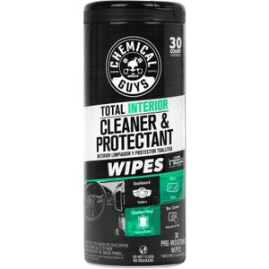 Chemical Guys Total Interior New Car Smell Cleaner & Protectant Wipes – All-in-One Interior Cleaning Wipes for Dashboards, Vinyl, Leather, Fabric & Glass – Cleans & Protects, New Car Scent, 30 Ct