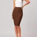 Conceited Skirts for Women - Stretch Pencil Skirt - Wear to Work - Pull On - Midi Length in Regular and Plus Size (Brown, XS)