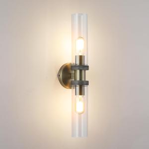 2 Light Bathroom Vanity Light Brushed Bronze, Bathroom Light Fixtures Side Mirror,Hallway Vanity Lights Fixtures, Modern Wall Lamp for Bedroom with Glass Shade