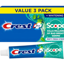Crest + Scope Whitening Toothpaste - Pack of 3, 5.4 Oz Tubes - Anticavity Fluoride Toothpaste, Fresh Breath, Kills Germs - Tartar Protection, Enamel Protection - Minty Fresh Flavor