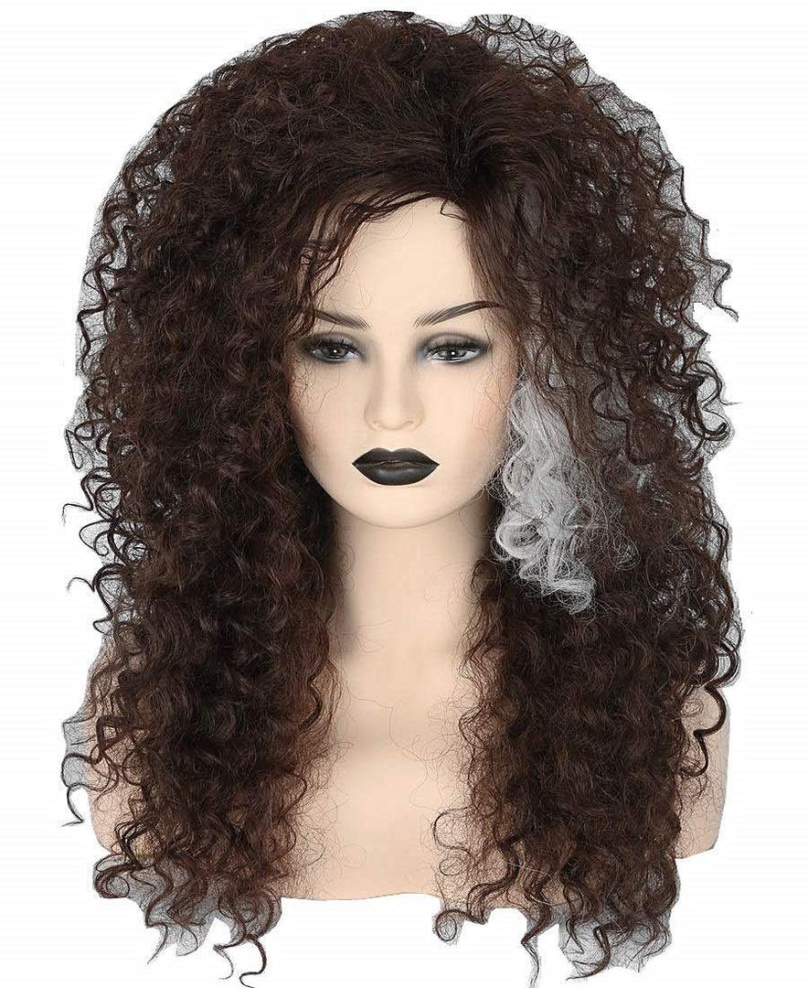 Topcosplay Women's Wig Brown Long Curly Fluffy Afro Cosplay Halloween Costume Wigs