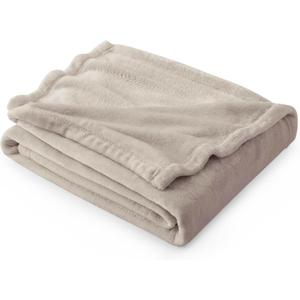 Bedsure Fleece Blankets Twin Size Oxford Tan - 300GSM Lightweight Plush Fuzzy Cozy Soft Blanket for Bed, Sofa, Couch, Travel, Camping, 60x80 inches
