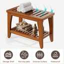 24" Premium Solid Teak Shower Bench with Storage Shelf - 400 lbs Capacity, Waterproof & Non-Slip Seat for Bathroom, Poolside, Spa