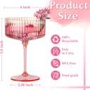 24 PCS Ribbed Coupe Glasses Pink Plastic Champagne Coupe Cup 10oz Detachable Gold Rim Espresso Martini Glass Vintage Margarita Glassware Cocktail Glass for Wedding Bachelorette Party