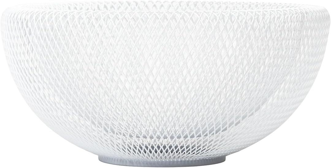 IBWell White Metal Mesh Double-layer Fruit Basket, Large Round Storage Baskets for Bread, Metal Wire Bread Fruit Bowl Vegetable Stand Holder for Snacks, Modern Fruit Bowl Decorate Kitchen Counter (Normal)