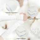 Winter Fingerless Long Gloves for Women Cashmere Blended Knitted Arm Warmers Super Soft Black Arm Sleeves (White)