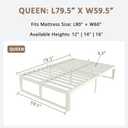 ZTH Queen Bed Frame, 16 in Reinforced Heavy Duty Metal Platform Bed, White