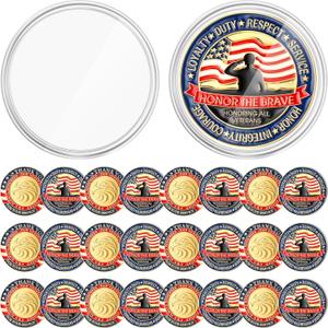 Kigeli 48 Pcs Veterans Military Challenge Coin with Protective Box Thank You for Your Service Appreciation Gift Commemorative Army Military Coins for Memorial Day Men Women, 1.57 x 0.11''