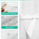 No Hook Blue Beige Farmhouse Shower Curtain with Snap in Liner Set, Vintage Wooden Striped Waterproof Fabric Bathroom Curtains with See Through Top Window, Hotel Style Long 72 x 78 Inch