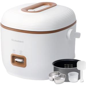 Brown Mini Rice Cooker Small 1 Cup-2 Cup Non-Stick Coated Insert Food Steamer Kitchen Appliances Includes Vegetable Steamer