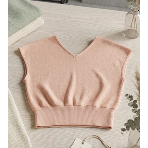 SOLY HUX Women's V Neck Knit T Shirt Short Sleeve Dressy Casual Tee Tops Medium