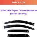 KPY Rain Guards Fit for 2024-2026 Toyota Tacoma Double Cab, Out-Channel Window Visors Vent Wind Deflectors 4PC, Truck Accessories for 24-26 Tacoma Crew Cab (Full-Size Cabs)