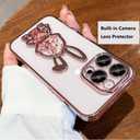 for iPhone 14 Pro Max Phone Case with Camera Lens Protector, Luxury Electroplated Cute Rabbit Glitter Quicksand Women Girls Cover Compatible for iPhone 14 ProMax (Liquid Pink)