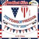 Breling 3 Pcs 4th of July Party Decoration 250th Anniversary Banner 8.2 ft Glitter Red White Blue Banner 250 Years of Freedom 1776-2026 for Independence Day Patriotic