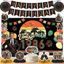 Happy 40th Birthday Decorations, Vintage 1986 Party Supplies, Happy Birthday Banner, Sash, Backdrop, Honeycomb, Swirls, Paper Fans, Cake Topper, Celebrate 40 Year Old Decor