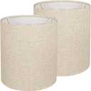 Tall Lampshades Set of 2, Beige Linen Drum Lampshades, 11" Top x 11" Bottom x 12" High Lamp Shade, Lamp Shades Replacement for Table and Floor Lamps, Pendant Light, Handcrafted, Easy Assembly