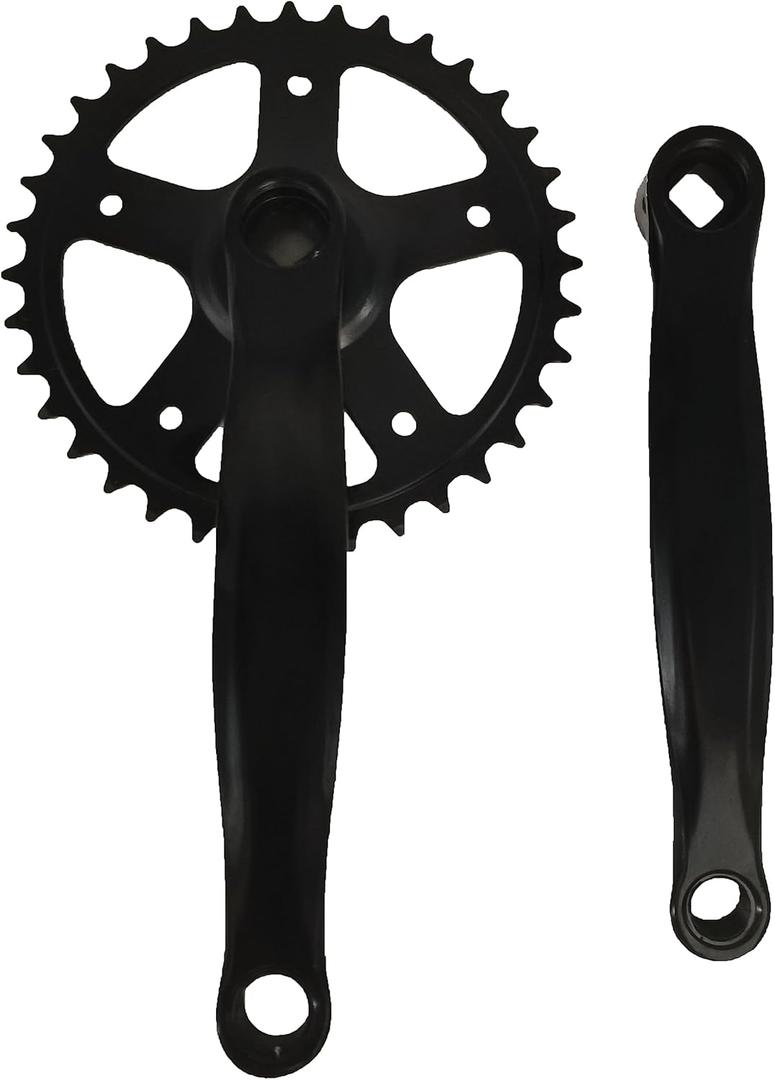 Single Speed Crankset for Mountain Road Bike Fixed Gear Bicycle Folding Bicycle(Square Taper, Black, Sprocket)