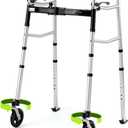 OasisSpace Walkers for Senior, Folding Walker with 5" 360° Wheels, Tri-Fold Design, Narrow and Lightweight, Supports up to 300 lbs for Seniors, Adult, and Disabled