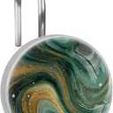 Green Marble Shower Curtain Hooks, 12Pcs Decorative Rust Resistant Shower Rings for Shower Curtain Rods, Stainless Steel Round Curtain Hooks for Bathroom, Bedroom, Farmhouse