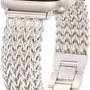 Minyee Compatible with Apple Watch Band 41/40/38/44/45/46/49/42mm Women, Dressy Stainless Steel Metal Adjustable Chain Strap Link Bracelet Wristband for iWatch Series 11 10 9 8 7 6 5 4 3 2 1 Ultra SE