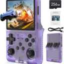 FVBADE 30000 in 1 R40S PRO Handheld Game Console 3.5 inch IPS Screen Mini Retro Console 3800mAh Portable Pocket Arcade 12+ Mainstream Emulator 256G TF Card Transparent