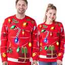 JOYIN Ugly Christmas Sweater Women Men Couples, LED Light Up Ugly Christmas Sweater Kids 2025 String Lights, Red