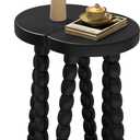 Wooden Bobbin Side Table - Plant Stand - Half Round Table - Wooden Accent Stool- Minimalist Decorative Table for Bedroom, Hallway, Living Room (2, Black)