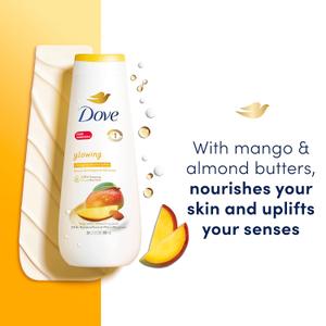 Dove Body Wash Glowing Mango & Almond Butter 4 Count for Renewed, Healthy-Looking Skin Gentle Skin Cleanser with 24hr Renewing MicroMoisture 20 oz (20 Fl Oz (Pack of 2))