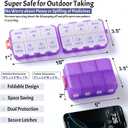 NEW Foldable & Double Protection Portable Weekly Pill Organizer 2 Times A Day with Etched Labels, AM PM 7 Day Week Medicine Box, Daily Travel Pill Case Dispenser for Vitamin, Supplement - Clear Purple
