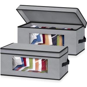 SLEEPING LAMB Stackable Hat Organizer for Baseball Caps, 2 PCS Hat Storage Boxes for Closet Hold 30 Caps with Cardboard, Grey (Gray)