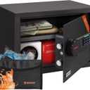 Family Electronic LCD Safe 9.84"H x 13.78"W x 9.84"D with Fireproof Bag, Home Safety Box 0.71 Cubic Feet with Removable Shelf for Documents A4, Digital Keypad Lock & LCD Screen