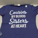 Cousins By Blood Sisters At Heart For Best Cousins T-Shirt, Blue, Size M, Navy Blue