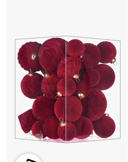 Flocked Ornaments for Christmas Tree Decorations - 35pcs Deep Brown Velvet Ball Ornament for Winter Holiday Decor - Plastic Shatterproof Xmas Ornaments Bulk