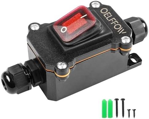OELFFOW Waterproof On Off Toggle Switch Double Outlet with Red Light Rocker Button Inline Cord Switch DPST AC/DC 20A-125V,16A-250V,30A-24V,35A-12V, IP66