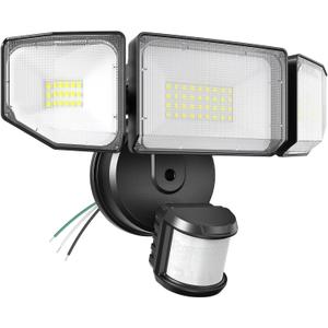 85W LED Security Lights Motion Sensor Light Outdoor, 8500LM Dusk to Dawn, IP65 Waterproof, 6500K, 3 Head Motion Detected Flood Light, Floodlight for Outside, Garage, Yard, Porch (Black)