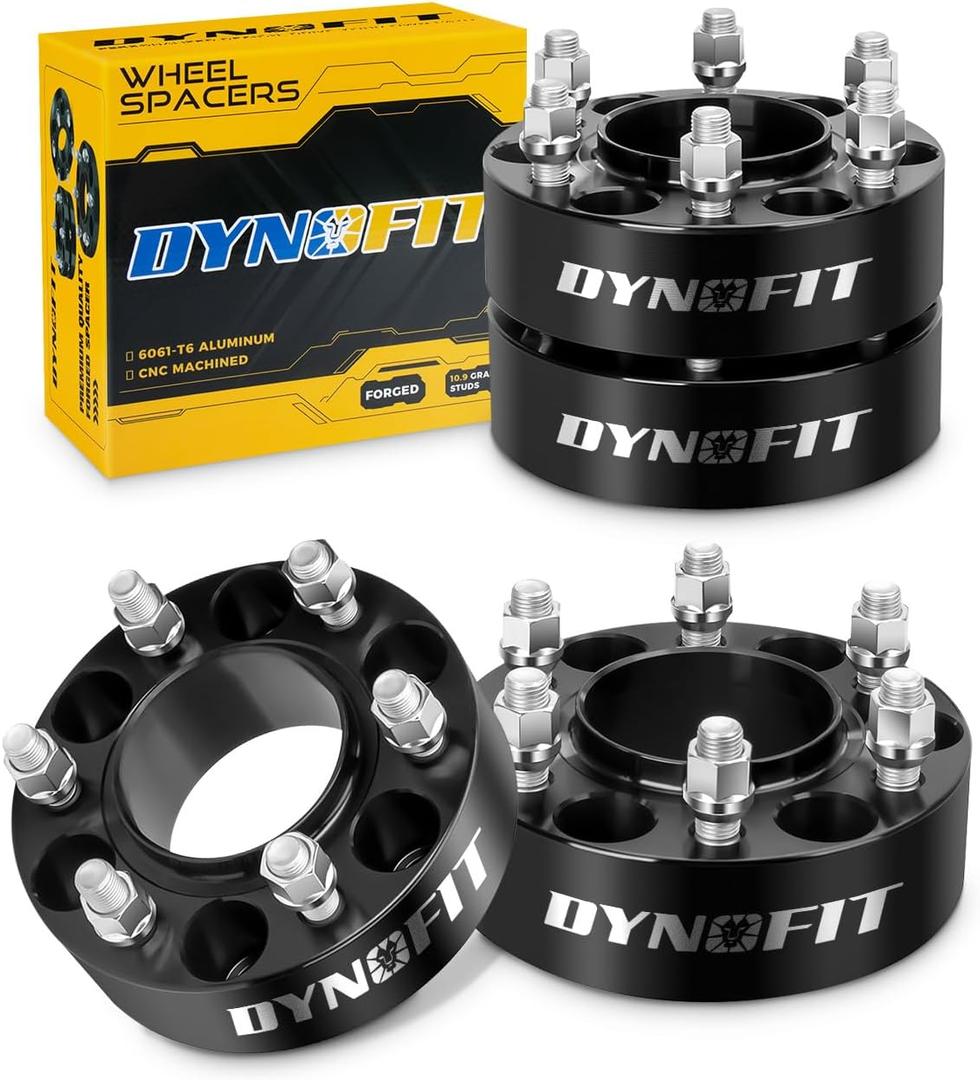 dynofit 2 Inch 6x135 Hub-Centric Wheel Spacers (4 Pcs) for 2015-2025 Ford F150, Expedition, Lincoln Navigator - M14x1.5 Studs, 87.1mm Center Bore