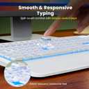 White Keyboard and Mouse Wireless Combo, 4000mAh Rechargeable Backlit Quiet Keyboards mice Set, USB Ergonomic Key Board with Wrist Rest & Phone Holder for PC, Mac, Windows, Natural Soft Typing