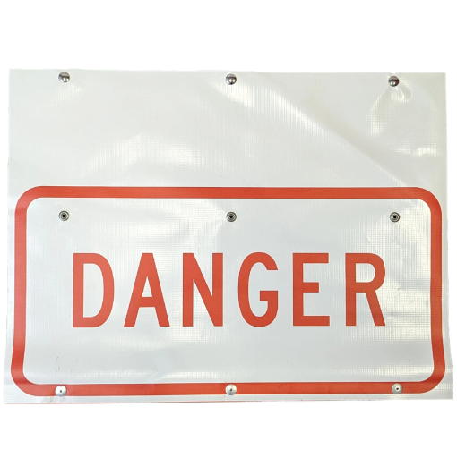 24" x 12" Superbright Cone Bar Roll-Up Sign, Danger (White)