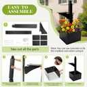 Colingmill 1 Set Iron Mailbox Posts with Planter Box for Outside 56 Inch / 4.6 ft Tall Decorative Mount with Flower Box Heavy Duty Architectural Post(Black)
