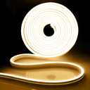 iNextStation LED Neon Strip Lights Warm White 16.4ft/5m Neon Light Strip 12V Silicone Waterproof Flexible LED Neon Rope Lights for Bedroom Party Indoor Outdoor Decor (No Plug)