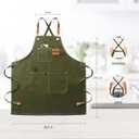 Chef Apron for Men Women Canvas Aprons with 3 Pockets Cross Back Resistant Work Apron for Cooking (Green)