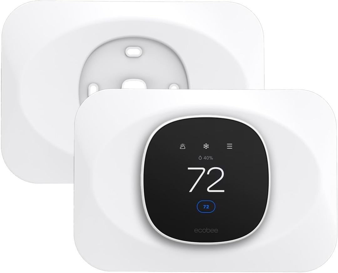 Wall Plate Cover Compatible with New 2025 Ecobee Smart Thermostat Essential, Practical Ecobee Thermostat Trim Kit, Programmable WiFi Thermostat Accessory (2, Pure White)