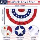 6 Pack 1.5x3 FT USA Pleated Fan Flag, American Bunting Flag Patriotic Half Fan Banner 4th of July Decorations Outdoor Memorial Day Decor Fourth July Independence Day Outside Red White and Blue Decor