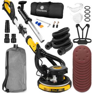 Drywall Sander with Labor-Saving Strap, Electric Sander for Drywall with Vacuum Attachment, Auto Dust Collection, 7 Variable Speed 900-1800RPM, Power Ceiling Sander for Drywall, Popcorn Ceiling etc