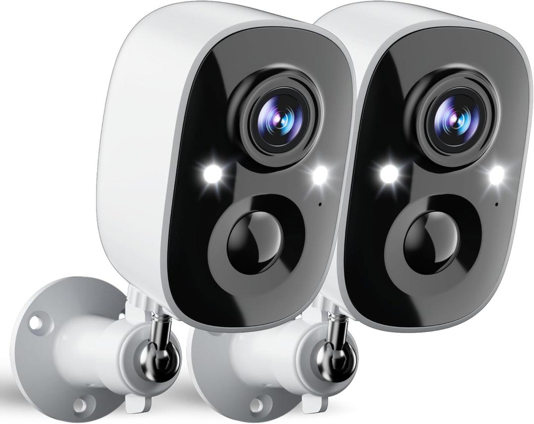 Security Cameras Wireless Outdoor, 2.5K WiFi Battery Powered Cameras for Home Security with AI Motion Detection, Color Night Vision, IP66 Weatherproof, 2-Way Audio, SD/Cloud Storage, 2-Pack