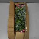 Grunyia 10 Bundles Artificial Fake Flowers, Faux Outdoor Plastic Plants UV Resistant Shrubs Outside Indoor Decorations (Pink-Eucalyptus)