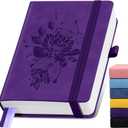 Lined Journal Notebook 365 Pages, A5 Leather Journals for Writing Women & Men, Hardcover Notebook with 100GSM Thick Paper, Daily Journal Notebook for Travel, Work, School, Note Taking, College Ruled (Purple)
