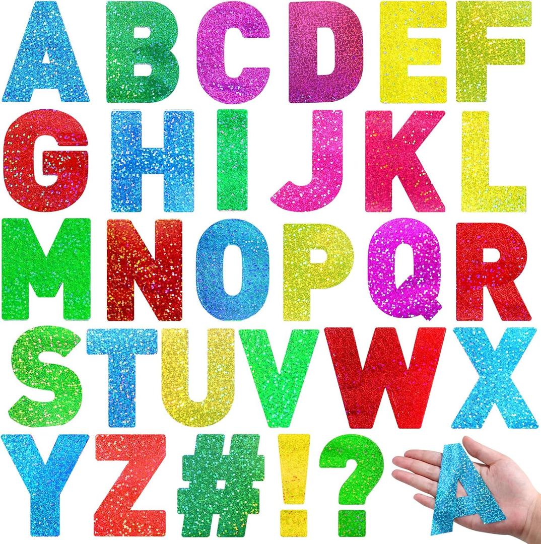 Panelee 145 Pieces 20 Sheets Large Letter Stickers 4 Inch Big Font Alphabet Letter Stickers Self Adhesive for Classroom Window Door Home Decor Mailbox Sign(Colorful Laser)
