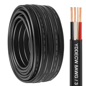 8/3 NM-B Wire with Ground - 75FT Non-Metallic Sheathed Cable 100% Pure Copper 8 AWG 3 Conductor Residential Indoor Wire for Outlets, Switches, Other Loads and Lighting Wiring Projects etc.