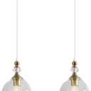 Vintage Pendant Light, Champagne Gold Pendant Light Kitchen Island, Farmhouse Pendant Lights for Living Room, Dining Room, Bedroom, Hallway, Foyer, Sink, 2 Pack